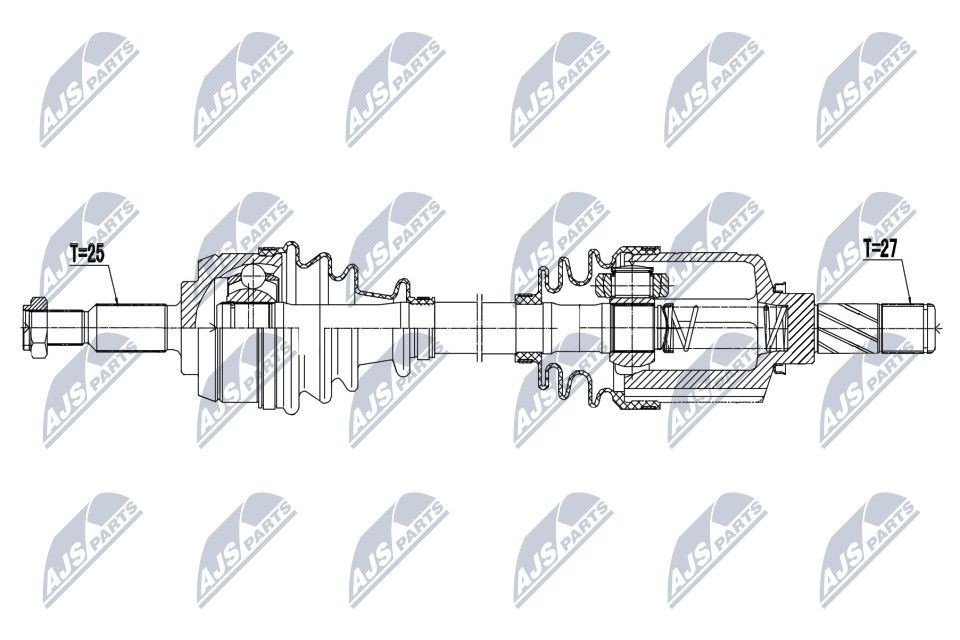 NTY NPW-RE-066: Semiasse Assale anteriore Sx, 655mm