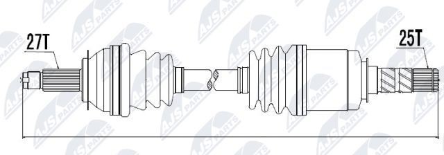 NTY NPW-SB-010: Drivaxel framaxel vänster, framaxel höger, 775mm