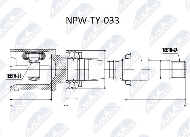 NTY NPW-TY-033: Gelenksatz, Antriebswelle getriebeseitig