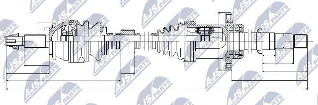 NTY NPW-TY-063: Arbre de transmission Essieu avant droit, 1005mm