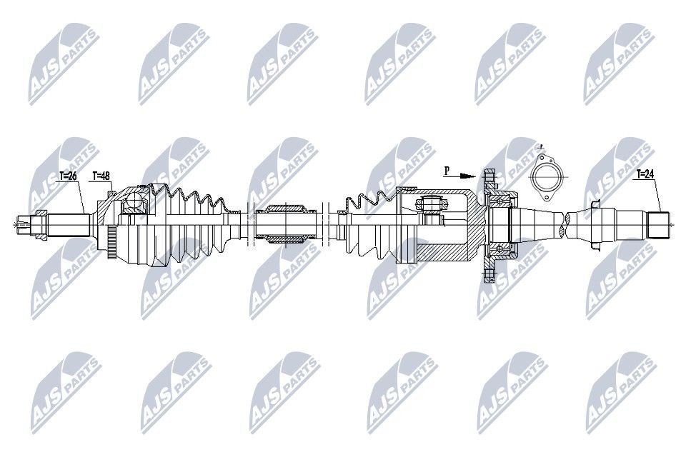 NTY NPW-TY-075: Planetara Axa fata dreapta, 955mm