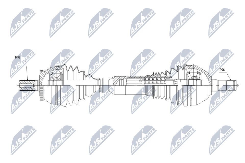 NTY NPW-VV-017: Pusašis priekinė ašis, kairė, 580mm