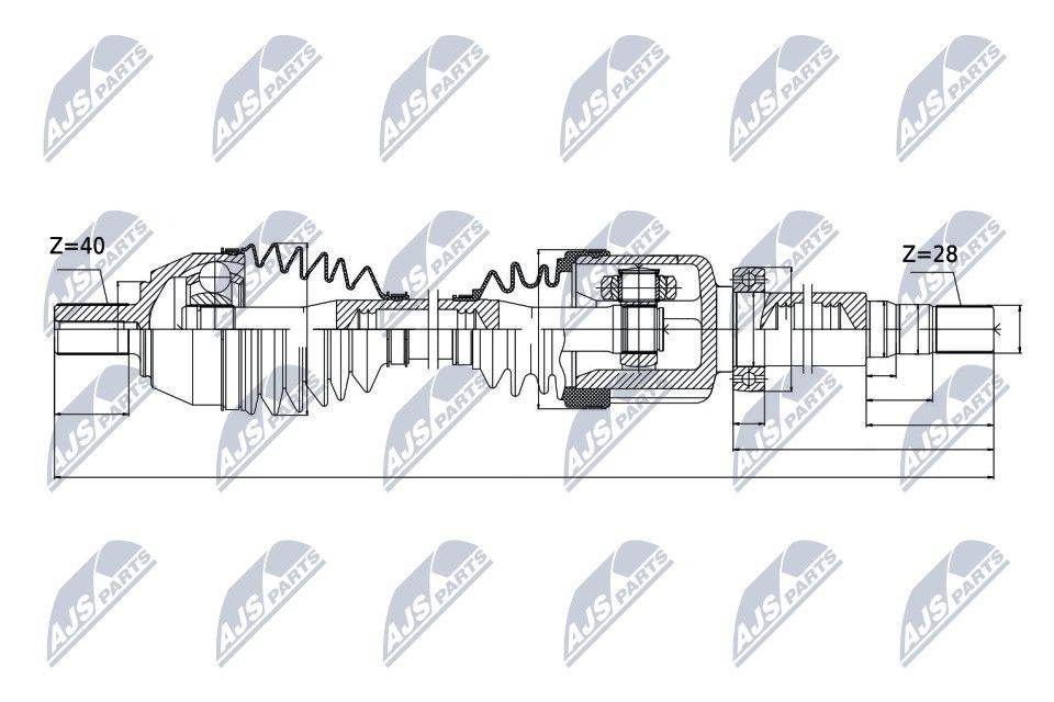 NTY NPW-VV-044: Arbre de transmission Essieu avant droit