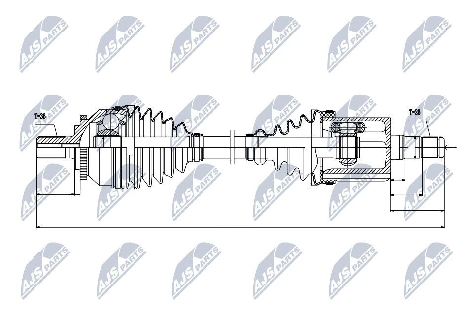 NTY NPW-VV-045: Drivaxel framaxel vänster, framaxel, Vänster, 526mm