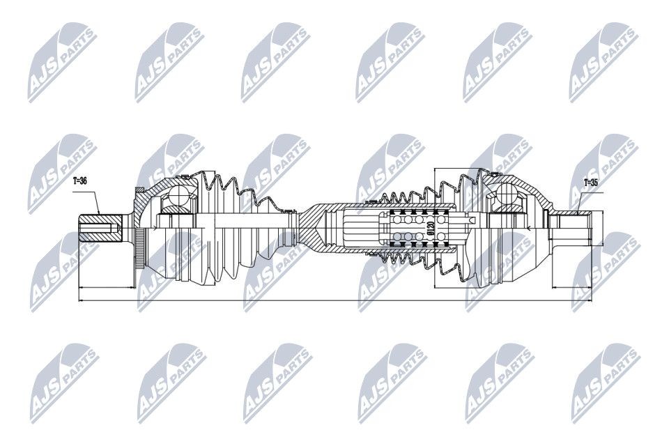 NTY NPW-VV-047: Полуоска на предната ос отляво, 468mm