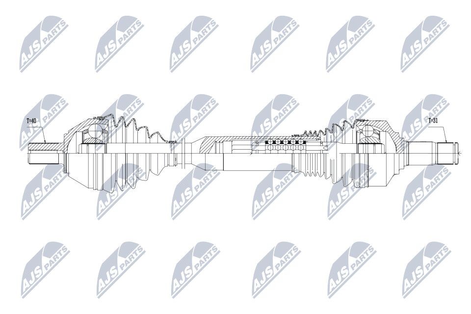 NTY NPW-VV-052: Drivaxel framaxel vänster, 625mm