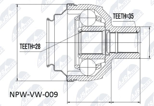 NTY NPW-VW-009: Set articulatie, planetara Axa fata dreapta, spre cutia de viteze