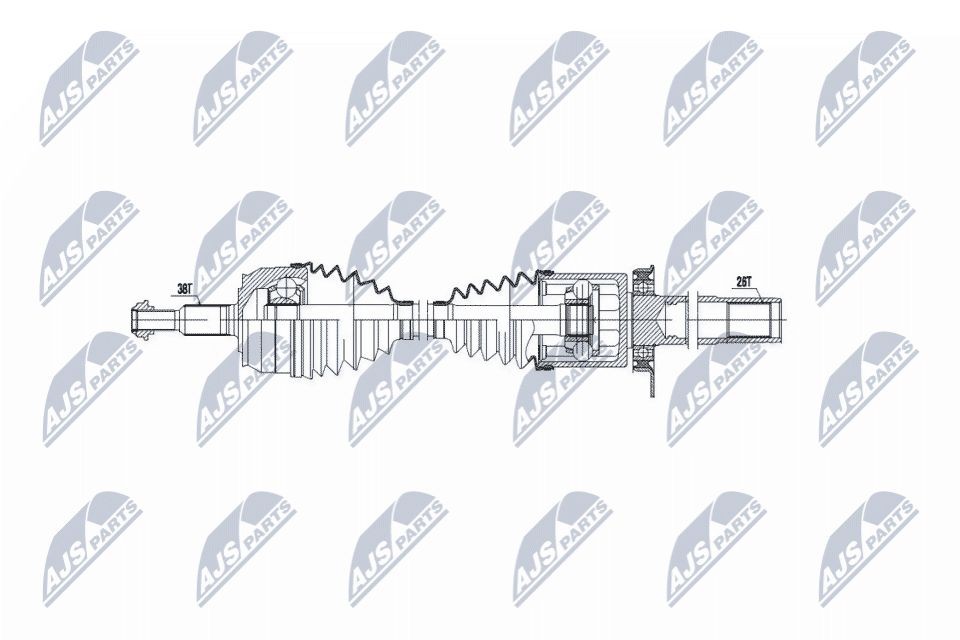 NTY NPW-VW-035: Planetara Axa fata dreapta, 952mm, cu lagar