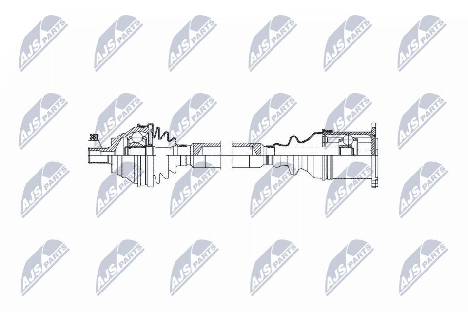 NTY NPW-VW-038: Drivaxel framaxel höger, 753mm