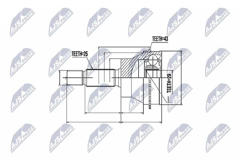 NTY NPZ-MS-018: Kit giunti semiasse Assale posteriore Dx, Assale posteriore Sx, Assale posteriore