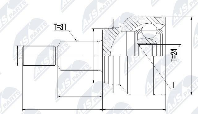 NTY NPZ-MZ-055: Σετ άρθρωσης, άξονας μετάδ. κίν. Mπροστινός άξονας δεξιά