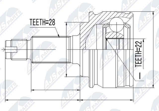 NTY NPZ-SU-029: Kit giunti semiasse lato ruota, Assale anteriore