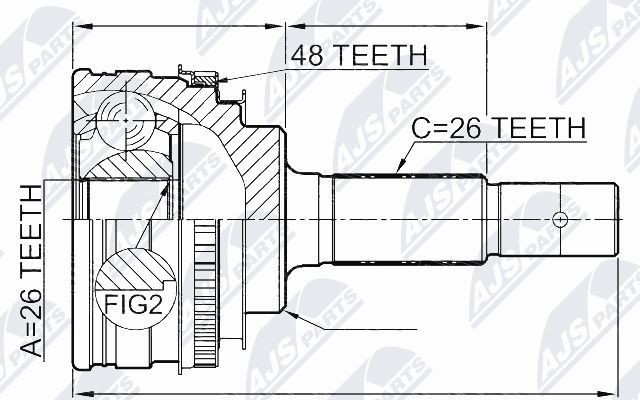 NTY NPZ-TY-003: Kit giunti semiasse Assale posteriore Sx, Assale posteriore Dx