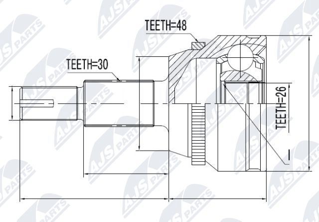 NTY NPZ-TY-077: Kit giunti semiasse lato ruota, Assale anteriore, con anello sensore ABS