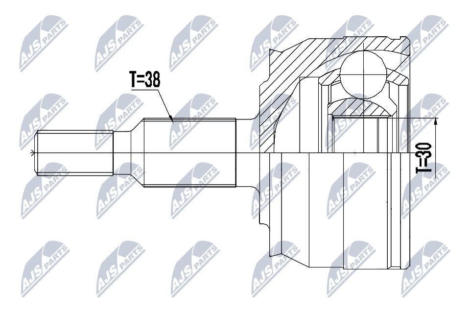 NTY NPZ-VW-041: Set articulatie, planetara Axa fata stanga, Axa fata dreapta, cu inel de siguranță partea din spate