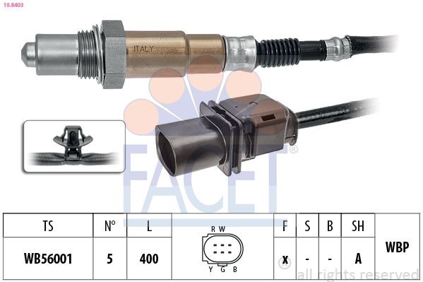 FACET 10.8403: Lambda andur Made in Italy - OE Equivalent koos kinnitusmaterjaliga
