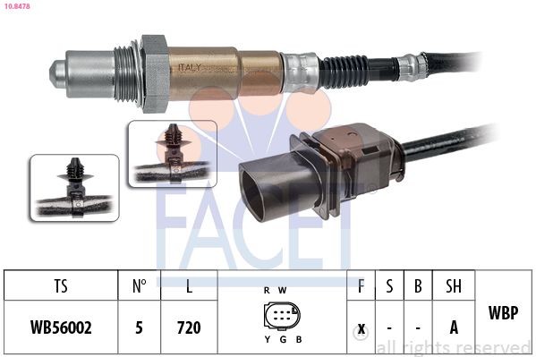 FACET 10.8478: Lambda andur Made in Italy - OE Equivalent koos kinnitusmaterjaliga