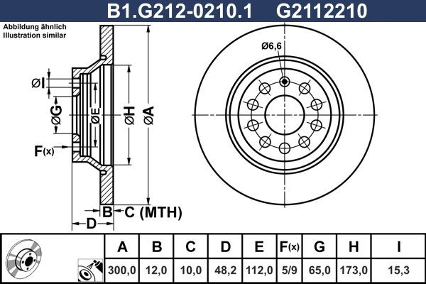 GALFER B1.G212-0210.1: Piduriketas Ø: 300,0mm, täis, Ø: 300,0mm, kaetud