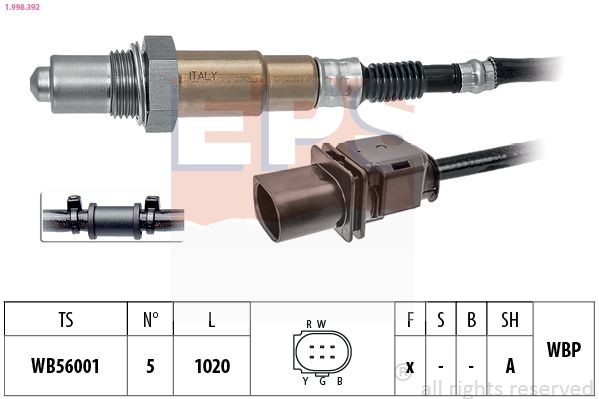 EPS 1.998.392: Lambda andur Made in Italy - OE Equivalent koos kinnitusmaterjaliga