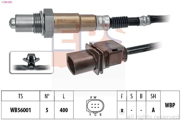 EPS 1.998.403: Lambda andur Made in Italy - OE Equivalent koos kinnitusmaterjaliga