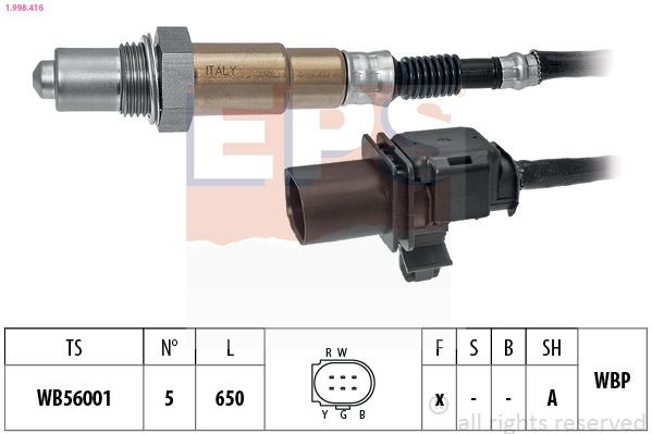 EPS 1.998.416: Lambda andur Made in Italy - OE Equivalent koos kinnitusmaterjaliga