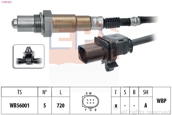 EPS 1.998.424: Lambda andur Made in Italy - OE Equivalent koos kinnitusmaterjaliga