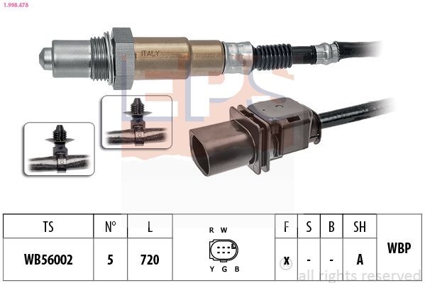 EPS 1.998.478: Lambda andur Made in Italy - OE Equivalent koos kinnitusmaterjaliga