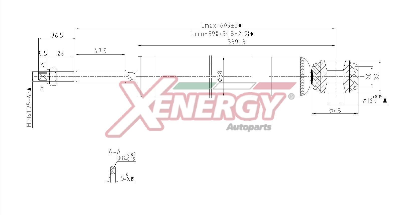AP XENERGY X420343: Amortisseur Essieu arrière, Pression de gaz, Amortisseur télescopique