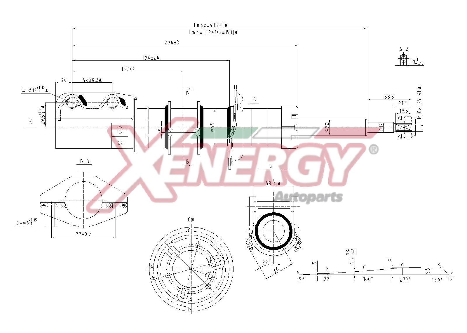 AP XENERGY X600631: Amortizor punte fata, presiune ulei, Ansamblu amortizor-arc
