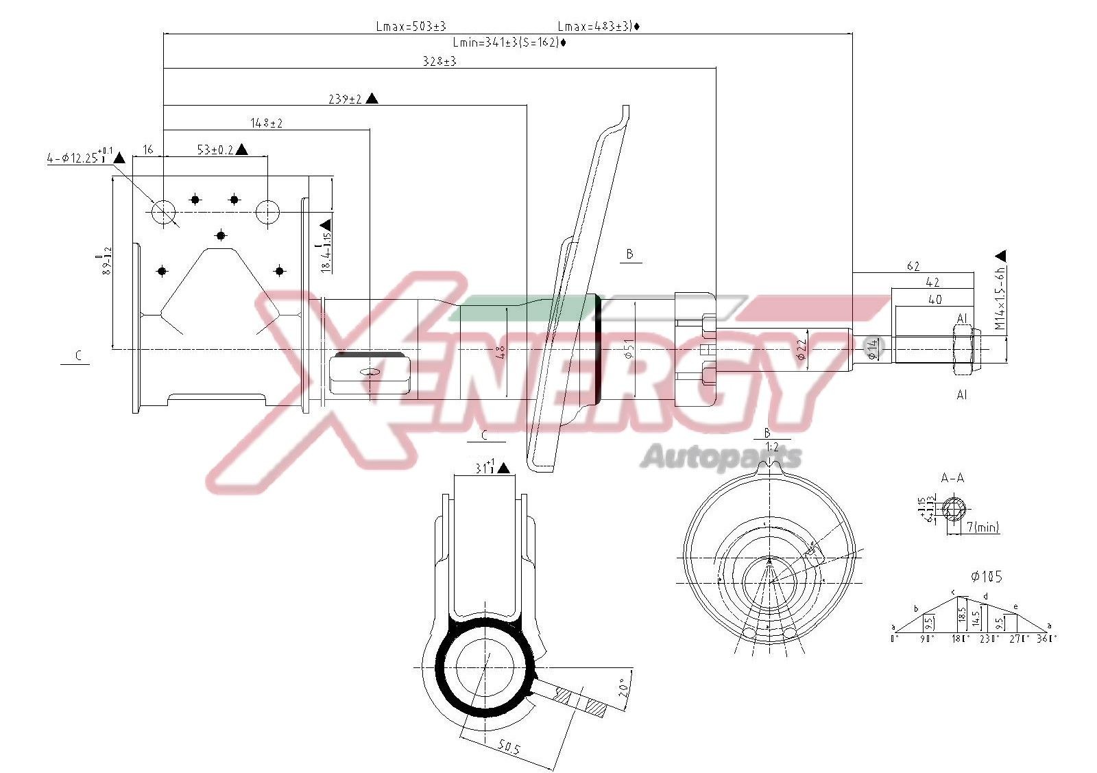AP XENERGY X829339: Amortizor Axa fata stanga, presiune gas, Ansamblu amortizor-arc, Amortizor cu arc