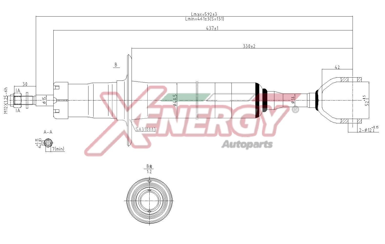 AP XENERGY X844341: Amort Esisild, Gaasirõhk, Teleskoop-amort