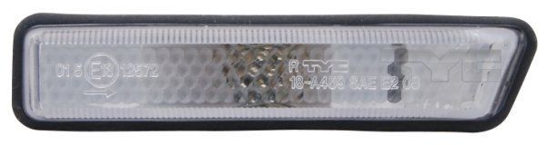 TYC 18-0459-15-9: Semnalizator fata dreapta, instalare laterală, alb, cu suport bulb