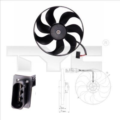 TYC 802-0009: Radiaatori ventilaator 345mm, ilma jahutusventilaatoriraamita(lenk)