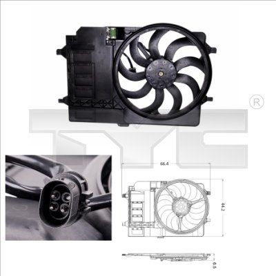 TYC 803-0001: Radiaatori ventilaator 400mm, koos jahutusventilaatoriraamiga(Zarge), koos koormusvastupanuga