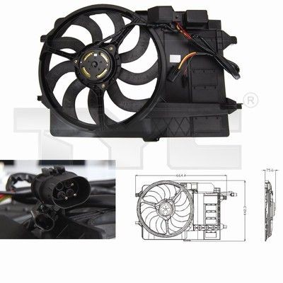 TYC 803-0002: Radiaatori ventilaator 400mm, koos jahutusventilaatoriraamiga(Zarge), koos koormusvastupanuga, koos integreeritud releega