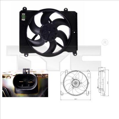 TYC 809-0014: Ventilator, radiator 335mm, cu rama aerisire radiator