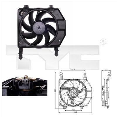 TYC 810-0029: Ventilator, radiator 360mm, cu rama aerisire radiator, cu rezistenta sarcina