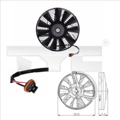 TYC 825-0006: Ventilator, radiator 290mm, fara rama aerisire radiator