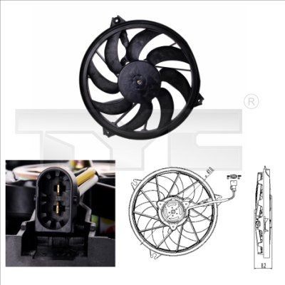 TYC 826-0003: Ventilator, radiator 390mm, fara rama aerisire radiator