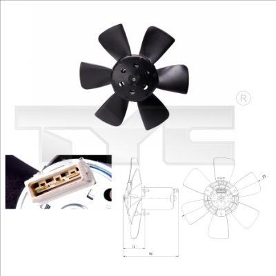 TYC 831-0011: Ventilator, radiator 280mm, fara rama aerisire radiator