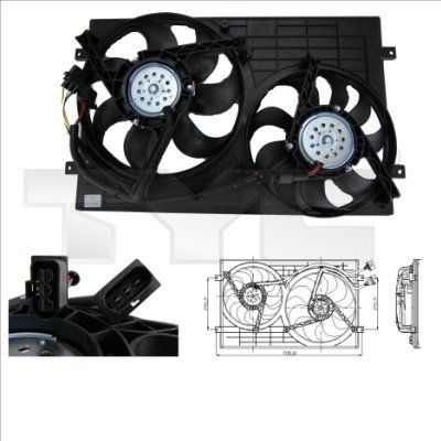 TYC 832-0001: Ventilator, radiator 345mm, cu rama aerisire radiator, cu rezistenta sarcina