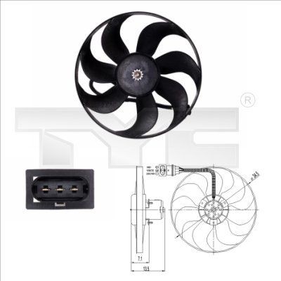 TYC 837-0003: Radiaatori ventilaator 345mm, ilma jahutusventilaatoriraamita(lenk)