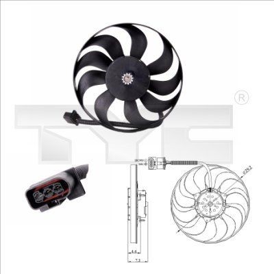 TYC 837-0006: Ventilator, radiator 290mm, fara rama aerisire radiator