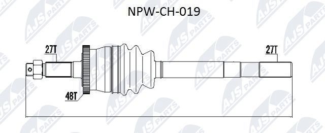 NTY NPW-CH-019: Veovõll esisild paremal, 1045mm