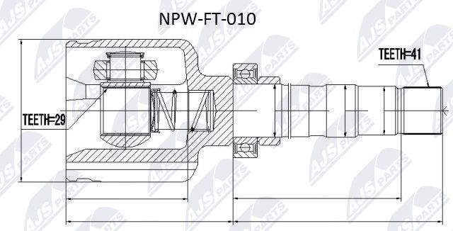 NTY NPW-FT-010: Liigendlaager, veovõll kastipoolselt, esisild paremal, koos laagriga
