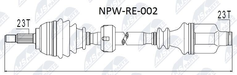 NTY NPW-RE-002: Veovõll esisild paremal, 747mm