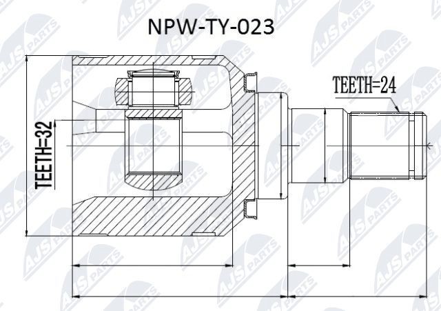 NTY NPW-TY-023: Sada kloubů, hnací hřídel mechanická převodovka, levá přední náprava