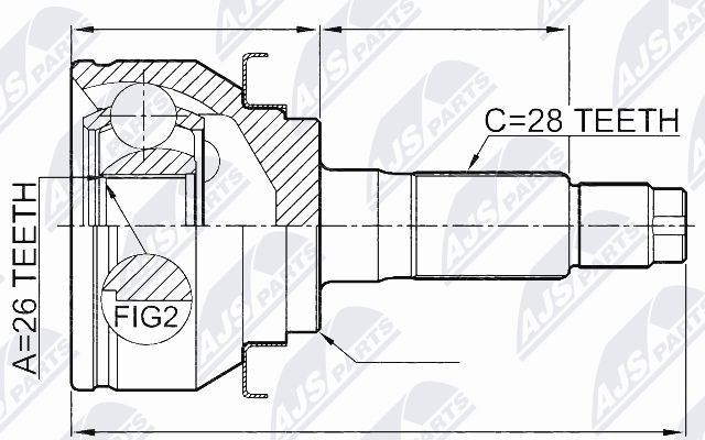 NTY NPZ-FR-047: Kit giunti semiasse Assale anteriore Sx, Assale anteriore Dx, con anello sicurezza lato posteriore