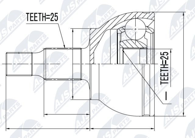 NTY NPZ-ME-007: Kit giunti semiasse Assale anteriore Dx, Assale anteriore Sx