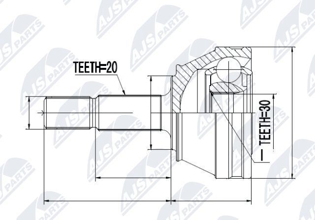 NTY NPZ-VW-001: Jeu de joints, arbre de transmission côté roue
